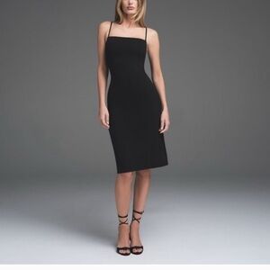 SKIMS Smooth Lounge Black Midi Dress Elegant Spaghetti Strap Dress